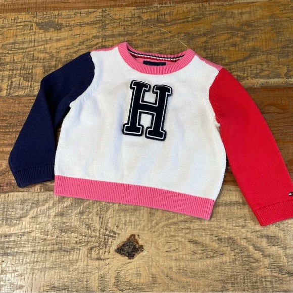 Tommy Hilfiger Other - Tommy Hilfiger Red pink blue Sweater 18 months Colorblock
